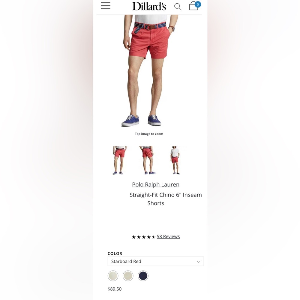 Polo Ralph Lauren
Straight-Fit Chino 6" Inseam Shorts

Color: Starboard Red